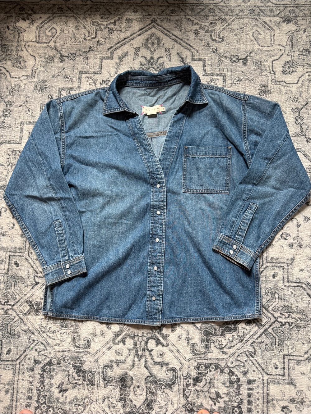 Hatch Women's Casual Indigo Denim Button-Down Shirt